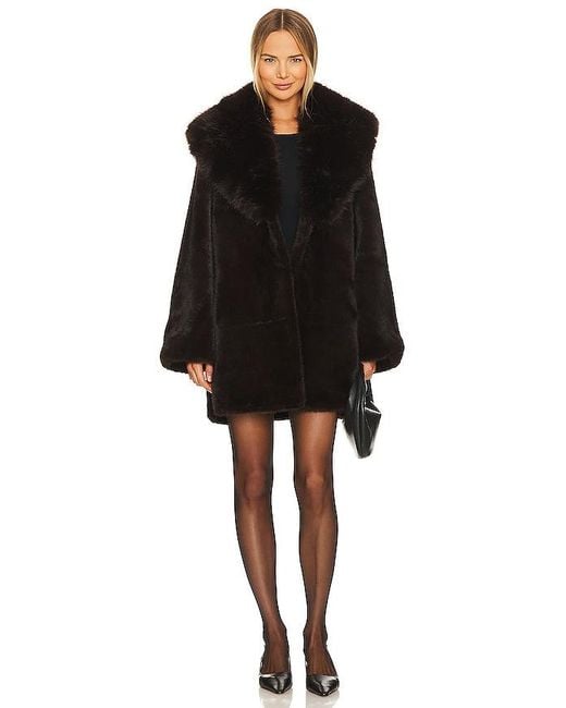 Adrienne Landau Black Faux Fox & Mink Coat