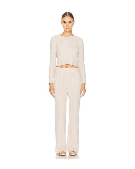 Barefoot Dreams Cozychic Lite Cable Pullover & Pant Set セーターセット White