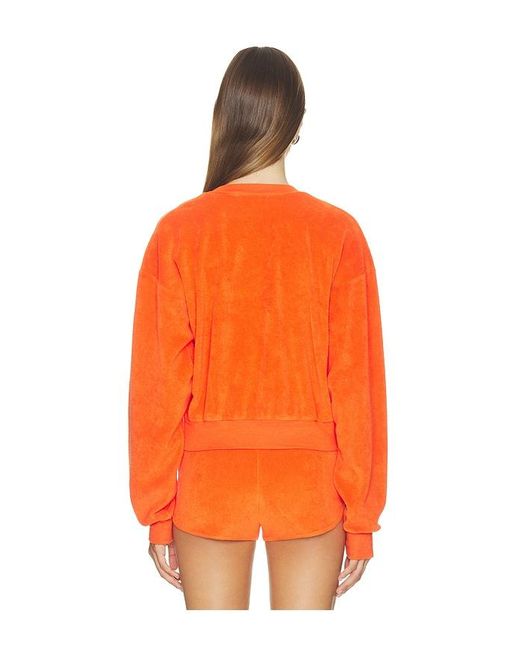 ÉTERNE Orange Cropped V-Neck Sweatshirt