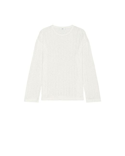 Commas White Pointelle Knit Sweater for men