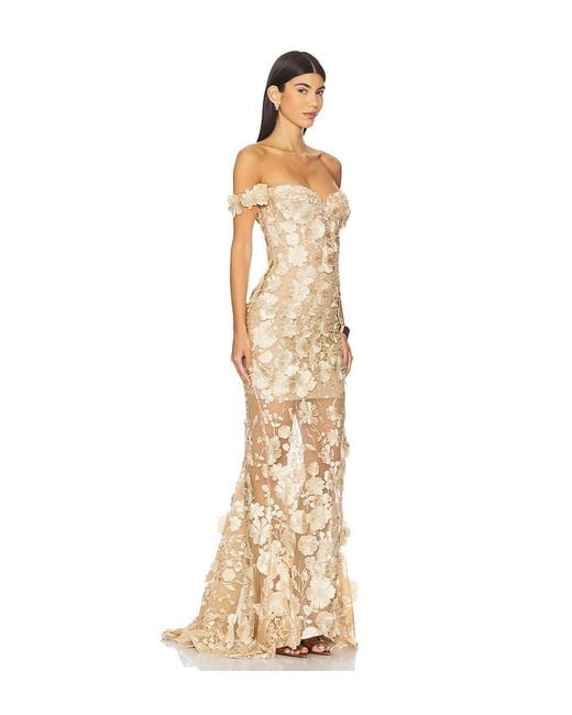 Bronx and Banco Metallic Jasmine Off The Shoulder Gown