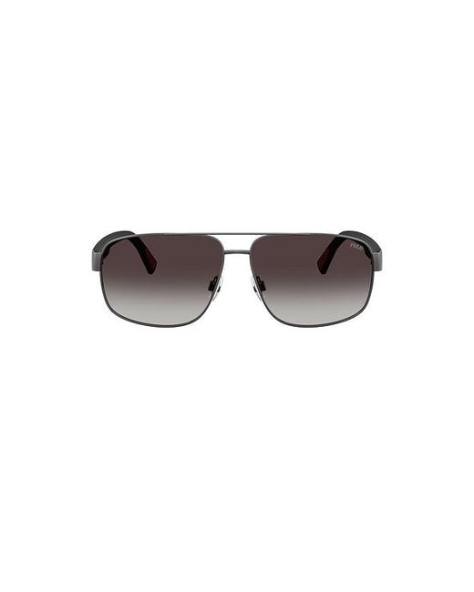 Polo Ralph Lauren Black Aviator Sunglasses for men