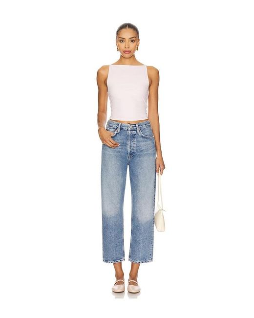 Agolde Blue 90S Mid Rise Loose Straight Crop Jeans