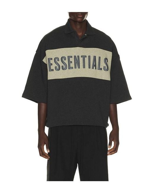 Fear Of God Black Panelled Crop Polo for men