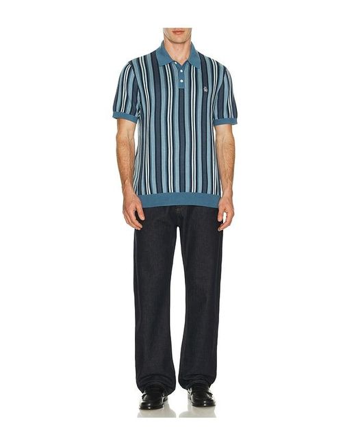 Original Penguin Blue Vertical Stripe Polo for men