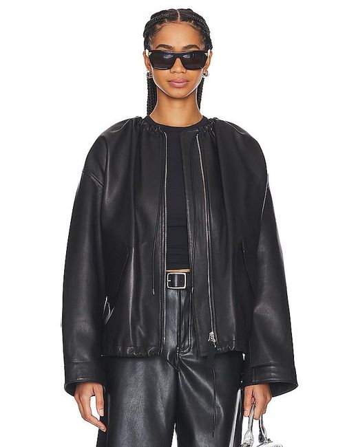 Helmut Lang Black Ruched Leather Jacket