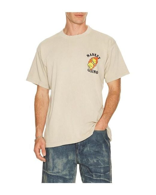 Market Blue Flaming Dice T-Shirt for men
