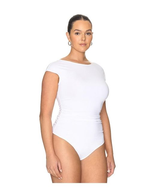 GOOD AMERICAN White The Open Back Bodysuit