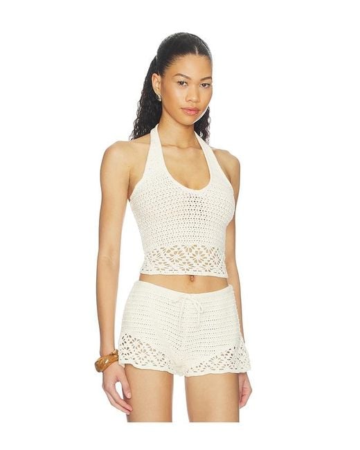 Tularosa White Carrissa Crochet Halter Top
