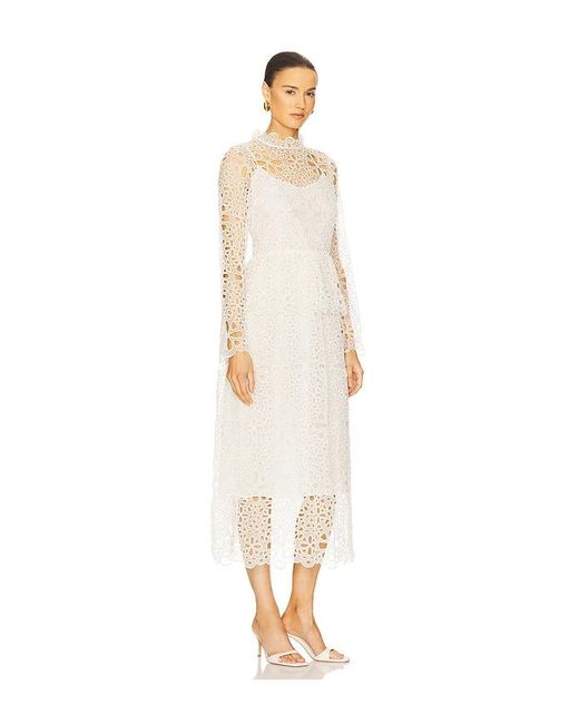Sea White Lumi Eyelet Peplum Long Sleeve Dress