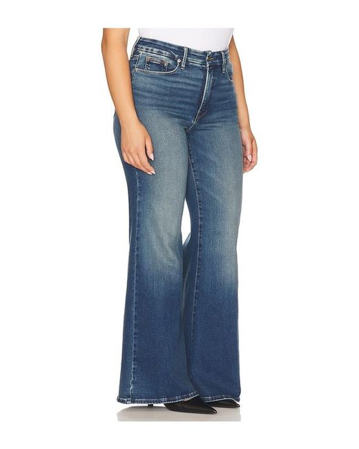 GOOD AMERICAN Blue Soft Tech Good Waist Palazzo Jeans