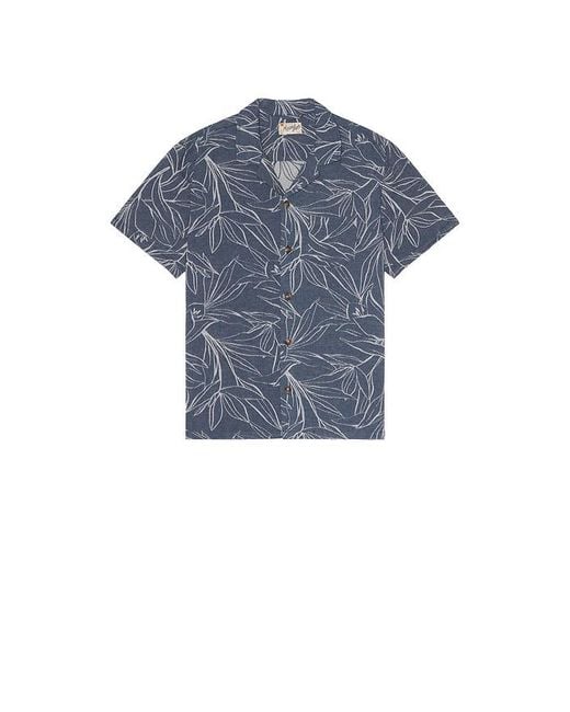 Marine Layer Blue Jacquard Linen Resort Shirt for men