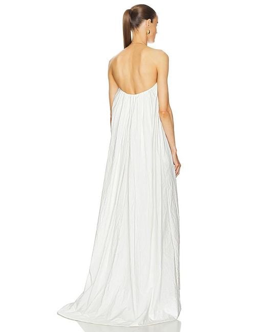 Helsa White Crinkle Pleated Gown