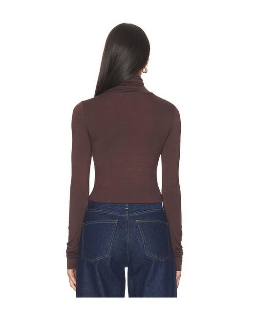 ÉTERNE Blue Cropped Fitted Turtleneck Soft Jersey Top