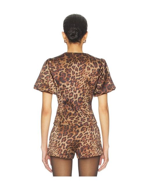 bubish Brown Poppy Bubble Sleeve Blouse Top