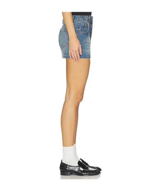 superdown Blue Lathan Denim Mini Skirt