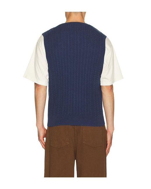 Polo Ralph Lauren Blue Sleeveless Featherweight Cable Knit V-Neck Sweater Vest for men
