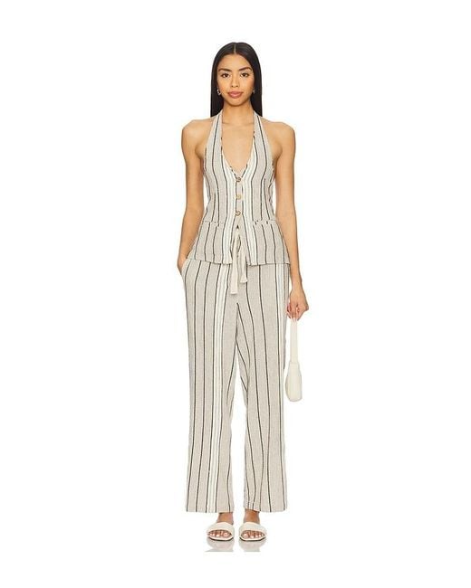 Free People White X Free-Est Take Me To Paris Striped Set