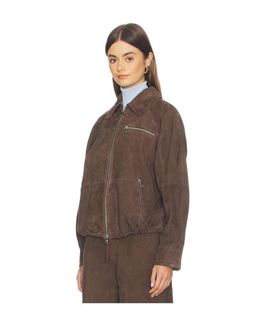 ALIGNE Brown Alex Suede Bomber Jacket