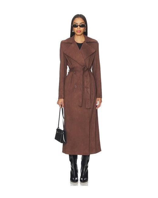 Bardot Brown Kira Faux Suede Trench Coat