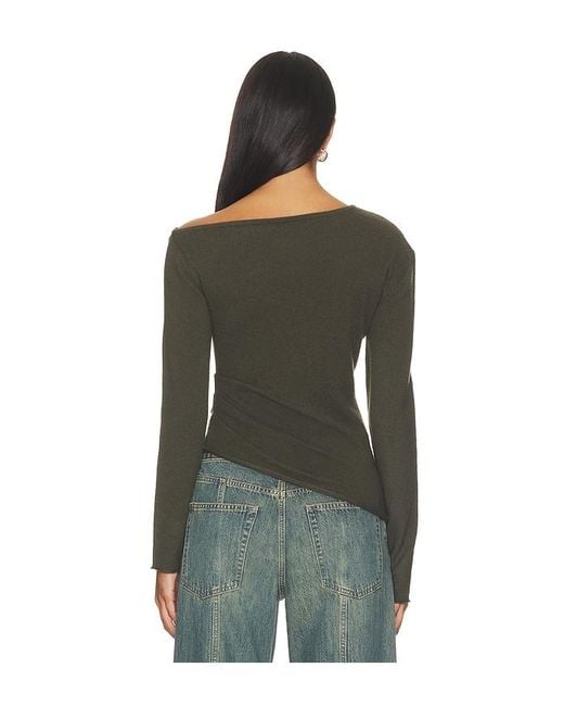 Helmut Lang Green Draped Asym Top