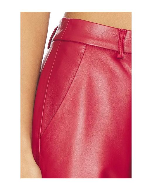 AEXAE Red Leather Straight Leg Pant