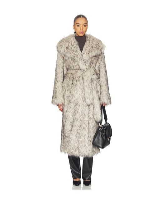 ANDAMANE White Winter Maxi Faux Fur Coat