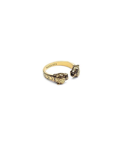 Nialaya Panther Ring in White für Herren