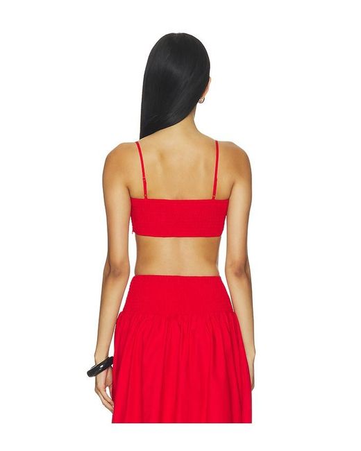 Susana Monaco Red Poplin Crop String Top