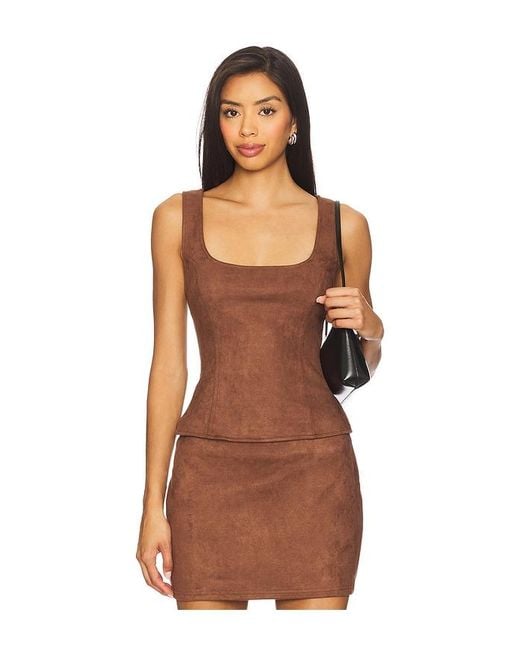 Patsie Faux Suede Top En Color Marrón Talla En superdown de color Brown