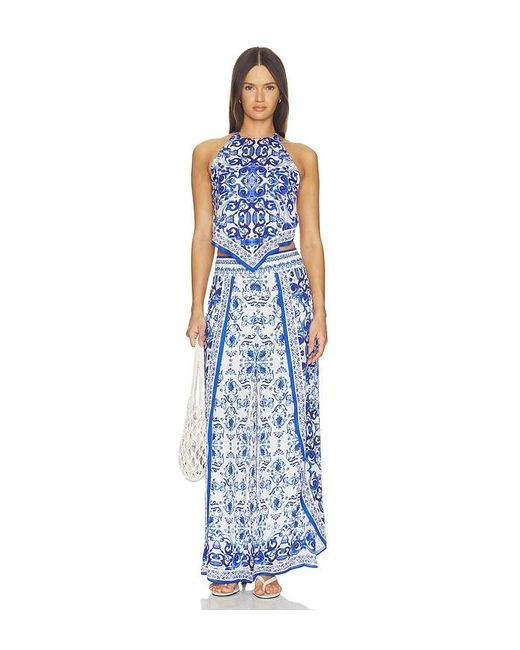 Alice + Olivia Blue Frenchie Handkerchief Halter Top