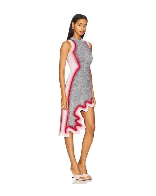 Ph5 Red Hailey Reflective Wavy Dress
