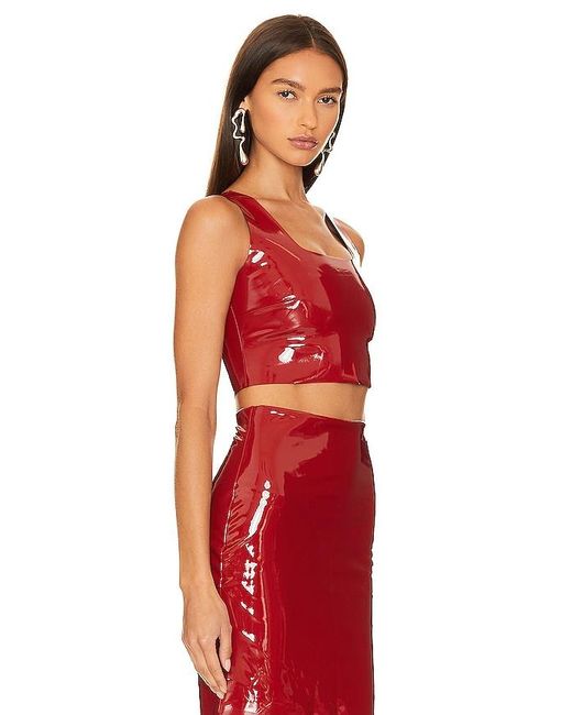 Commando Faux Patent Leather Crop Top in Red