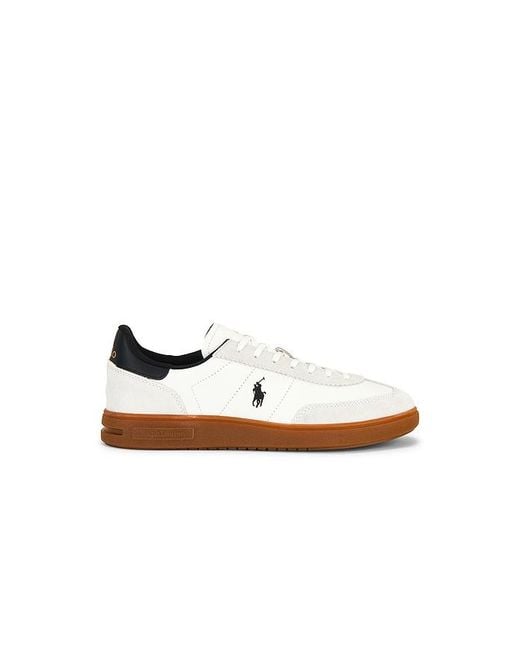 Polo Ralph Lauren White Bedford Leather & Suede Low Top Sneaker for men