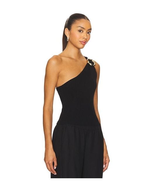 Jonathan Simkhai Black Fenix One Shoulder Top