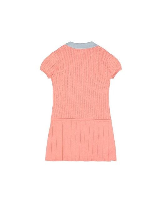 Polo Ralph Lauren Pink Short Sleeve Cotton Mini Cable Knit Collared Dress