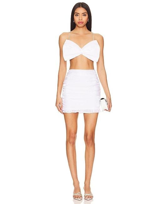 MORE TO COME White Christina Bow Skirt Set