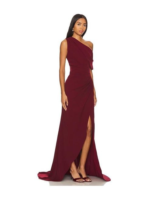 Elliatt Red Ruched Side Crepe Gown