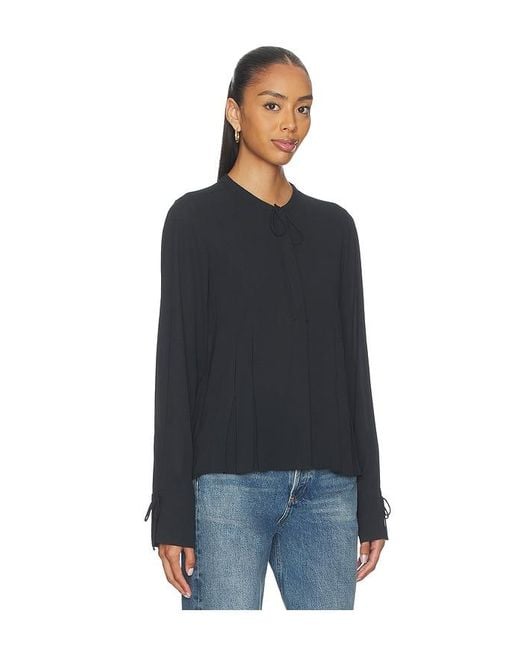 Rag & Bone Black Arden Pleated Blouse
