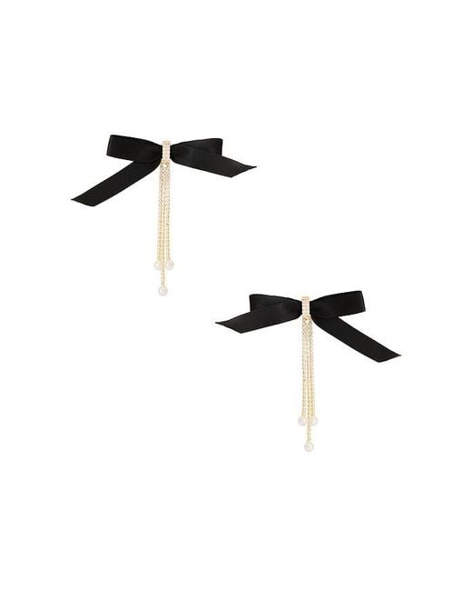Ettika Black Velvet Bow Crystal Chain Earrings