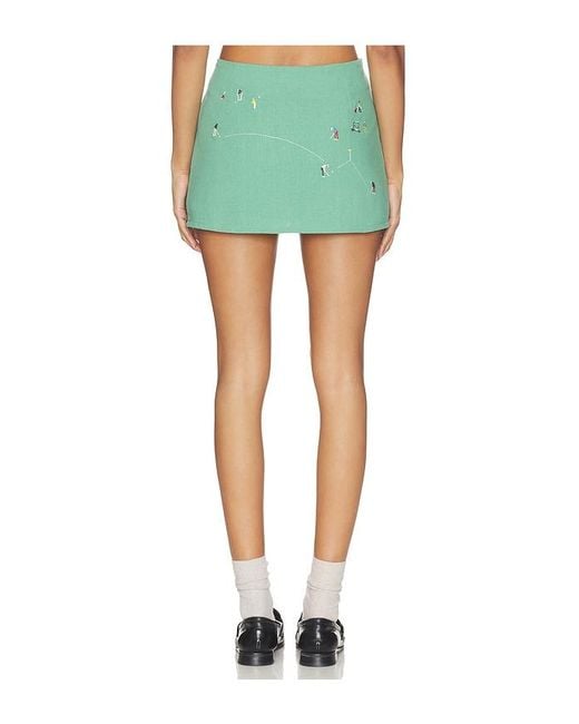 YELLOW THE LABEL Green Golf Scene Linen Skort