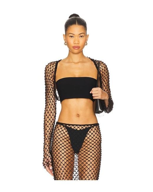 Lovers + Friends Black Mattilda Beaded Crochet Bolero
