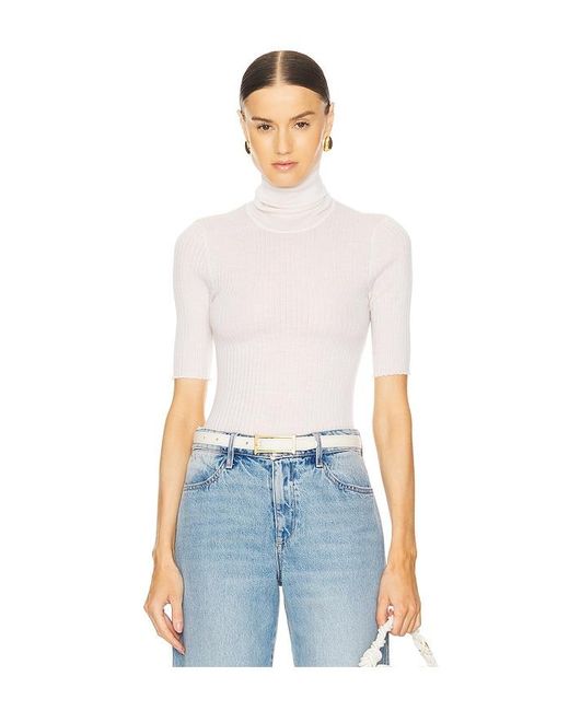 SPRWMN White Short Sleeve Turtle Neck Top