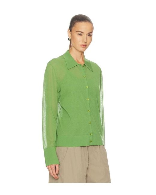 FRAME Green The Collared Cardigan