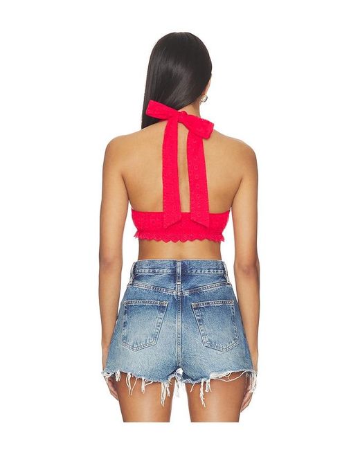 Nia Red X Revolve Eyelet Halter Top