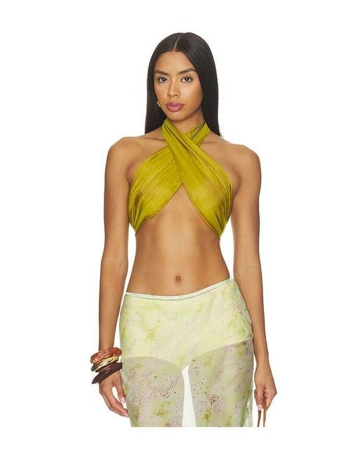 retroféte Yellow Fable Chiffon Top