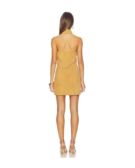 AEXAE Multicolor Leather Suede Mini Halter Dress