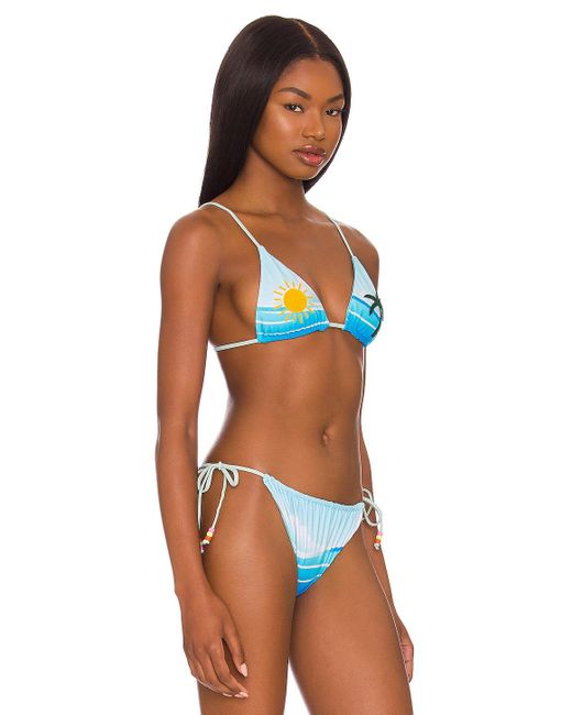 Revolve Women Sport & Swimwear Swimwear Bikinis Triangle Bikinis String Bead Bikini Top in Teal. 