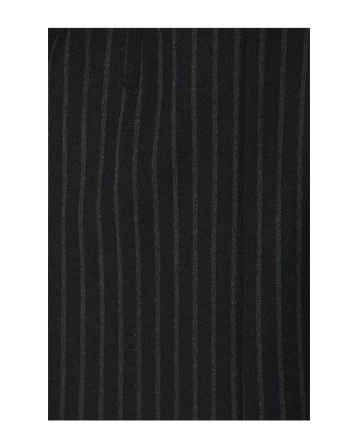 Courtney Zheng Blue Chalkstripe Wool Bustier Dress