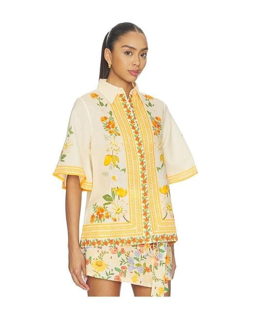 VERANDAH Yellow Floral Bell Sleeve Shirt